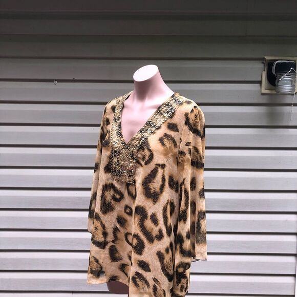 Faith Bead Embellished Blouse Size Medium - Picture 3 of 5